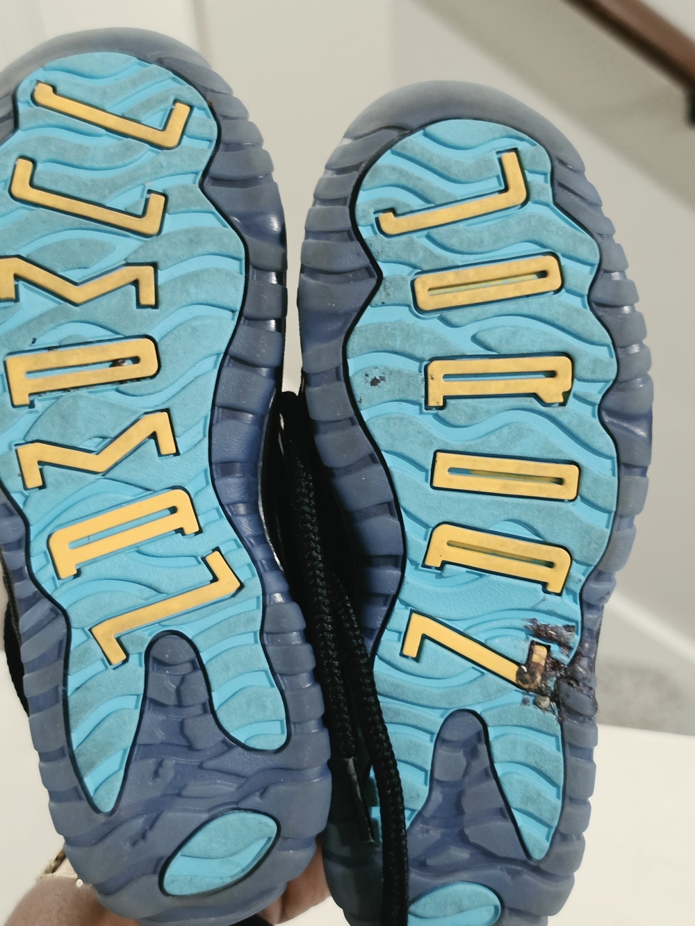 Jordan Kids Sneakers in Blue and Yellow Sole Accents